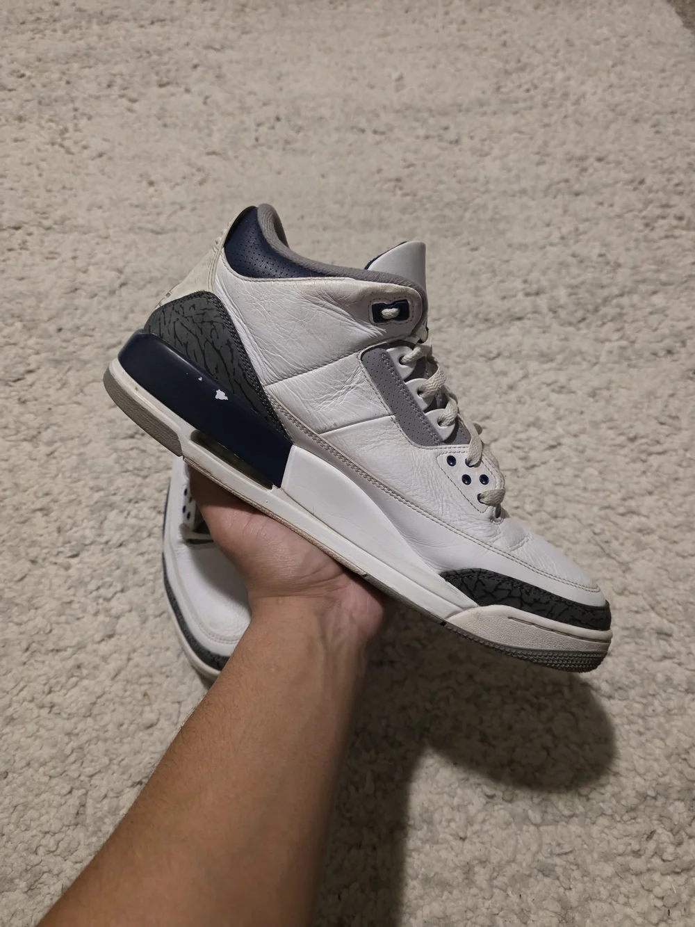 Nike Air Jordan 3 Retro Men’s Sneakers - White/Gray/Navy